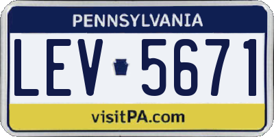 PA license plate LEV5671