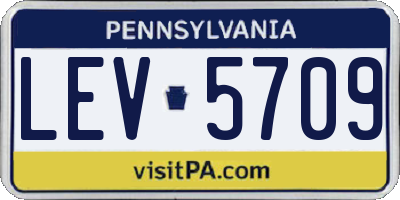 PA license plate LEV5709