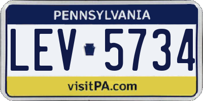 PA license plate LEV5734