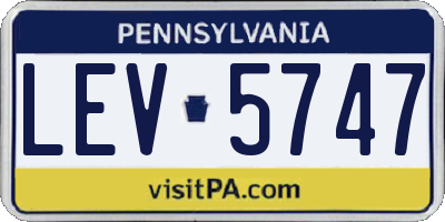 PA license plate LEV5747