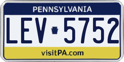 PA license plate LEV5752