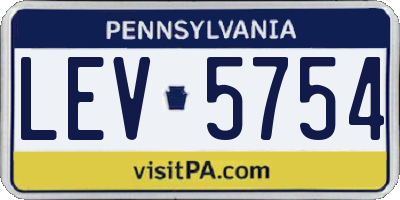 PA license plate LEV5754