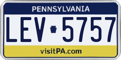 PA license plate LEV5757