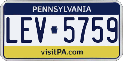 PA license plate LEV5759