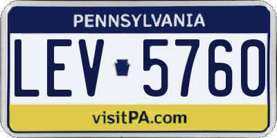 PA license plate LEV5760