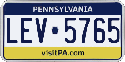 PA license plate LEV5765