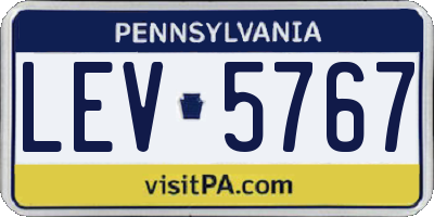 PA license plate LEV5767
