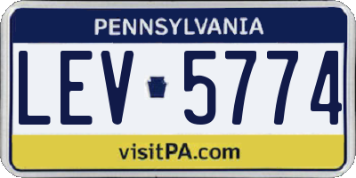 PA license plate LEV5774
