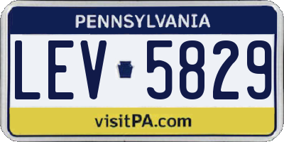 PA license plate LEV5829