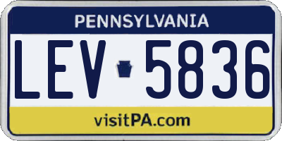 PA license plate LEV5836