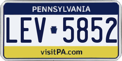 PA license plate LEV5852