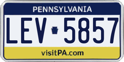 PA license plate LEV5857