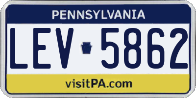 PA license plate LEV5862