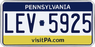 PA license plate LEV5925