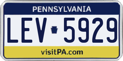 PA license plate LEV5929