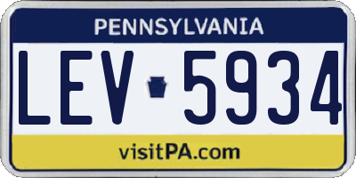 PA license plate LEV5934