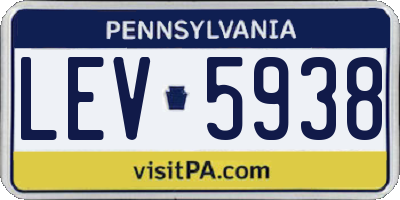 PA license plate LEV5938
