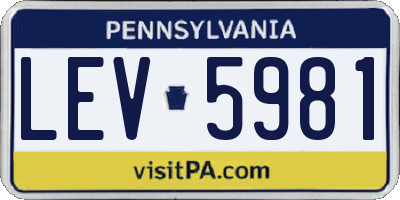 PA license plate LEV5981