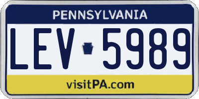 PA license plate LEV5989