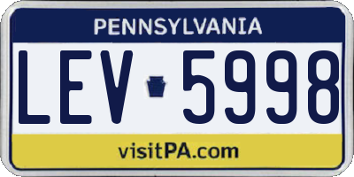 PA license plate LEV5998