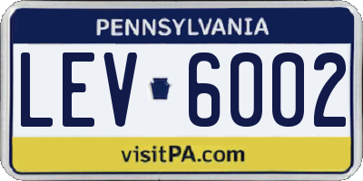 PA license plate LEV6002