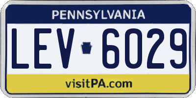 PA license plate LEV6029
