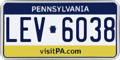 PA license plate LEV6038