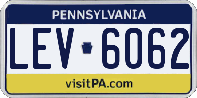 PA license plate LEV6062