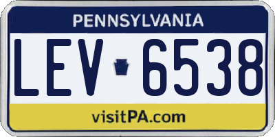 PA license plate LEV6538