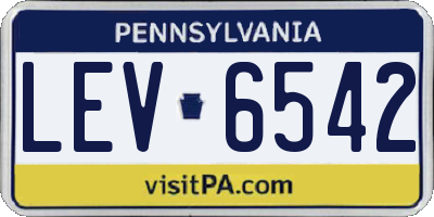 PA license plate LEV6542