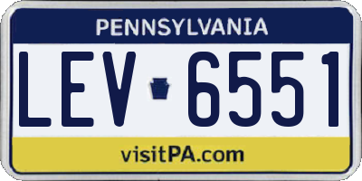 PA license plate LEV6551