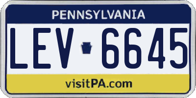 PA license plate LEV6645
