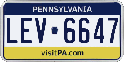 PA license plate LEV6647