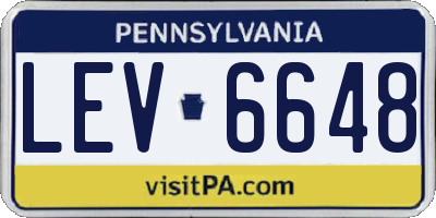 PA license plate LEV6648