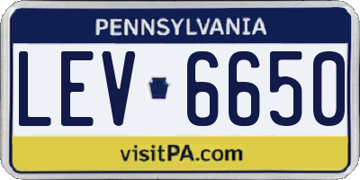 PA license plate LEV6650