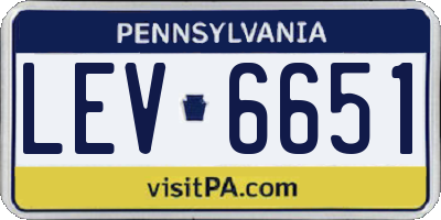 PA license plate LEV6651
