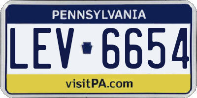 PA license plate LEV6654