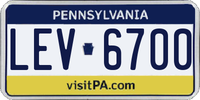 PA license plate LEV6700