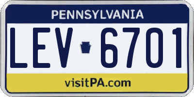 PA license plate LEV6701