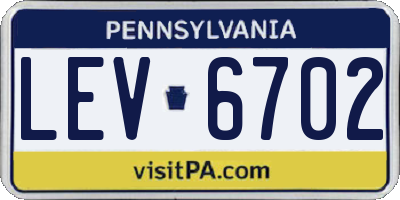 PA license plate LEV6702