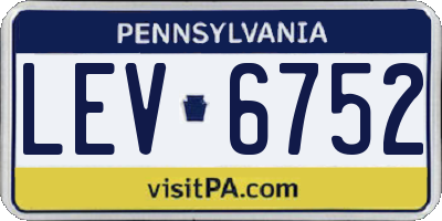 PA license plate LEV6752