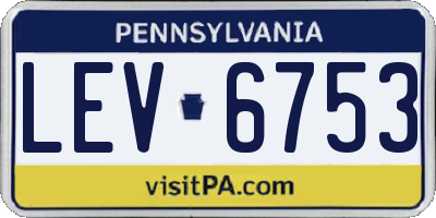 PA license plate LEV6753