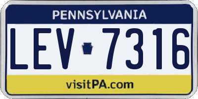 PA license plate LEV7316