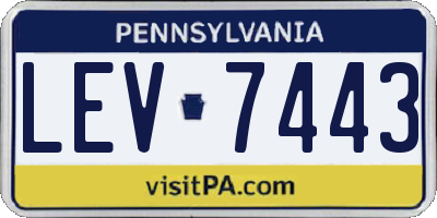 PA license plate LEV7443