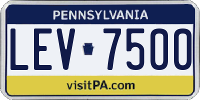 PA license plate LEV7500
