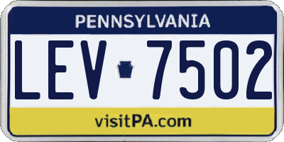 PA license plate LEV7502