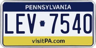 PA license plate LEV7540