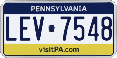 PA license plate LEV7548