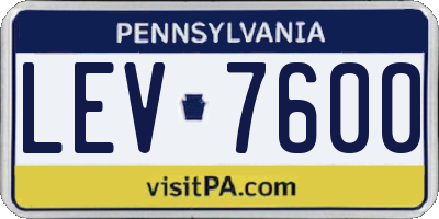 PA license plate LEV7600