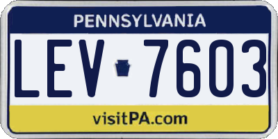 PA license plate LEV7603